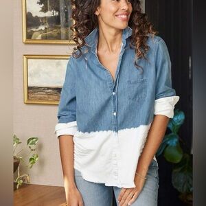 Frank & Eileen button Shirt size M Womens Distressed Long Sleeve Cotton